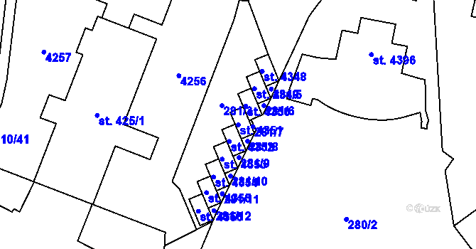 Parcela st. 4351 v KÚ Kyjov, Katastrální mapa