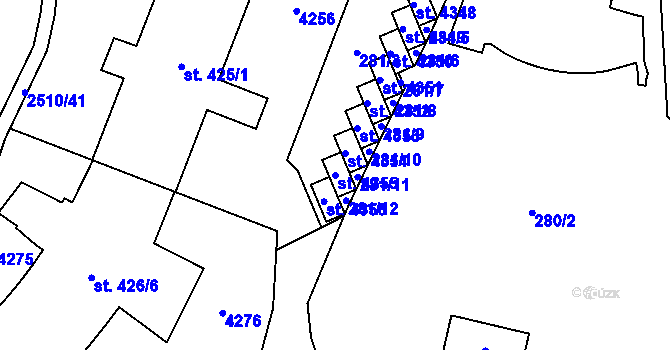 Parcela st. 4355 v KÚ Kyjov, Katastrální mapa