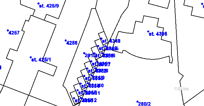 Parcela st. 281/6 v KÚ Kyjov, Katastrální mapa