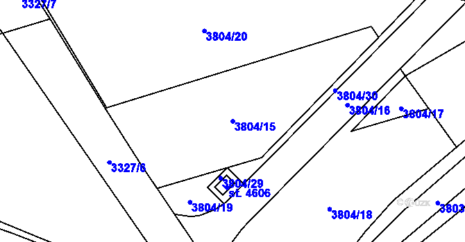Parcela st. 3804/15 v KÚ Kyjov, Katastrální mapa