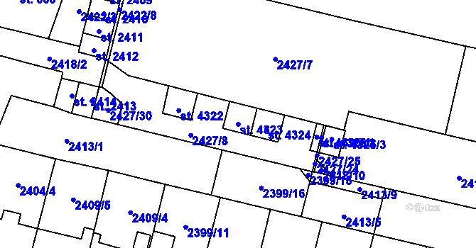 Parcela st. 4323 v KÚ Kyjov, Katastrální mapa