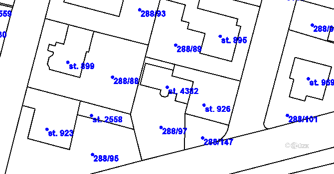 Parcela st. 4382 v KÚ Kyjov, Katastrální mapa