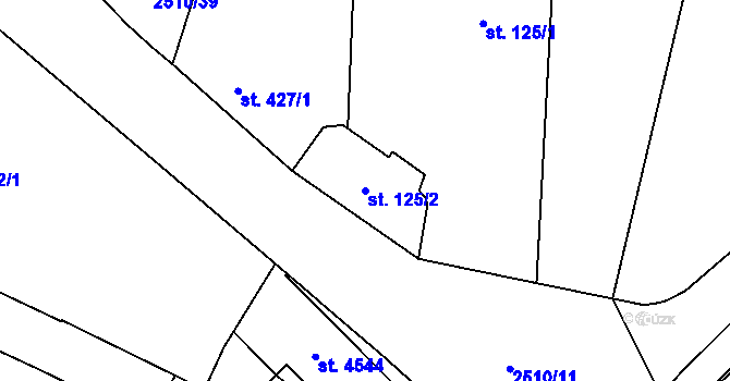 Parcela st. 125/2 v KÚ Kyjov, Katastrální mapa