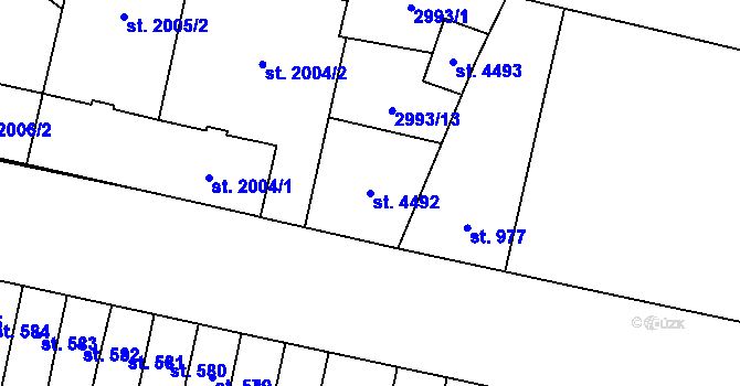Parcela st. 4492 v KÚ Kyjov, Katastrální mapa