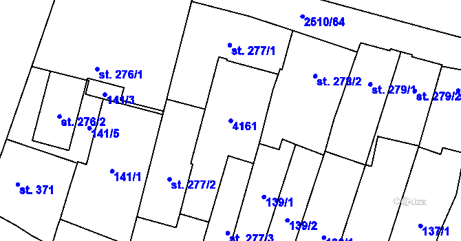 Parcela st. 4161 v KÚ Kyjov, Katastrální mapa