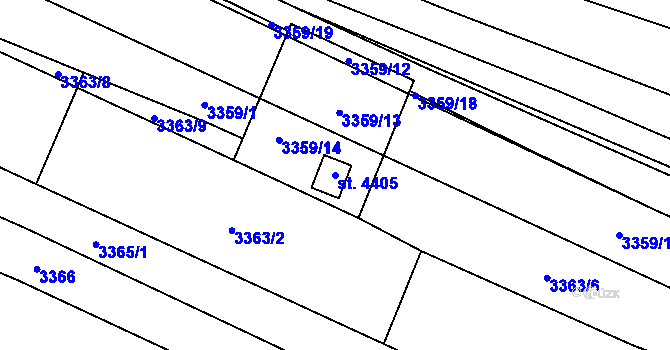 Parcela st. 4405 v KÚ Kyjov, Katastrální mapa