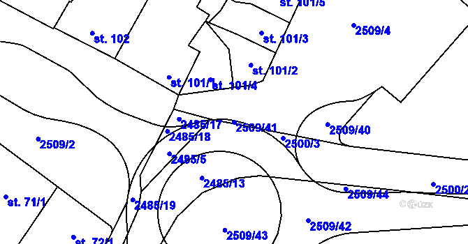 Parcela st. 2509/41 v KÚ Kyjov, Katastrální mapa