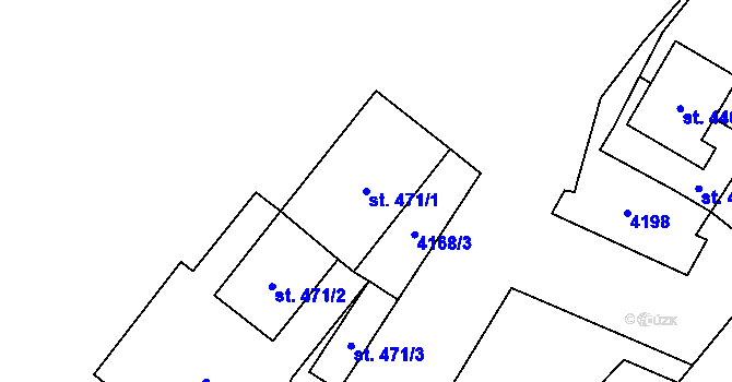 Parcela st. 471/1 v KÚ Kyjov, Katastrální mapa