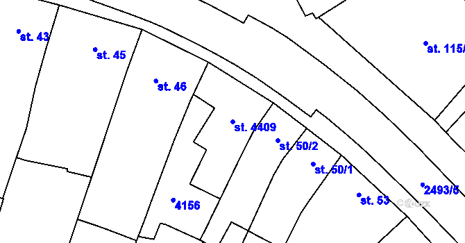 Parcela st. 4409 v KÚ Kyjov, Katastrální mapa