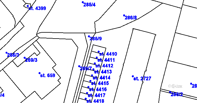 Parcela st. 4410 v KÚ Kyjov, Katastrální mapa