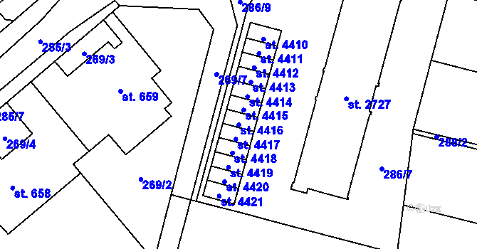 Parcela st. 4416 v KÚ Kyjov, Katastrální mapa