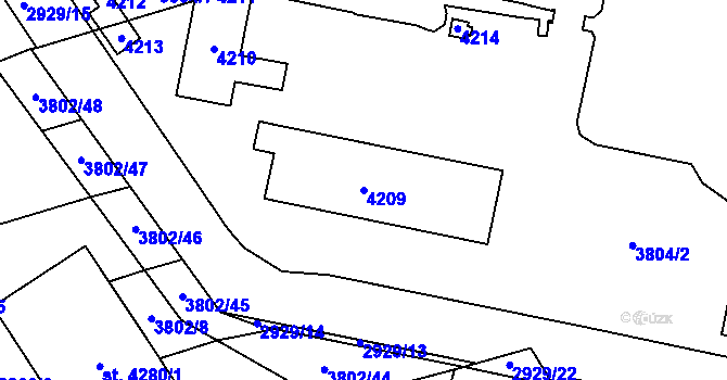 Parcela st. 4209 v KÚ Kyjov, Katastrální mapa