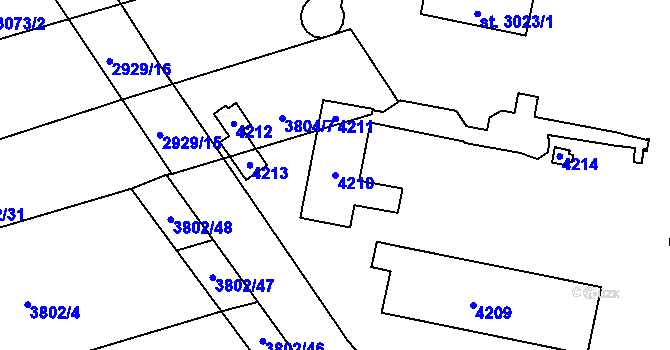 Parcela st. 4210 v KÚ Kyjov, Katastrální mapa