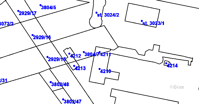 Parcela st. 4211 v KÚ Kyjov, Katastrální mapa