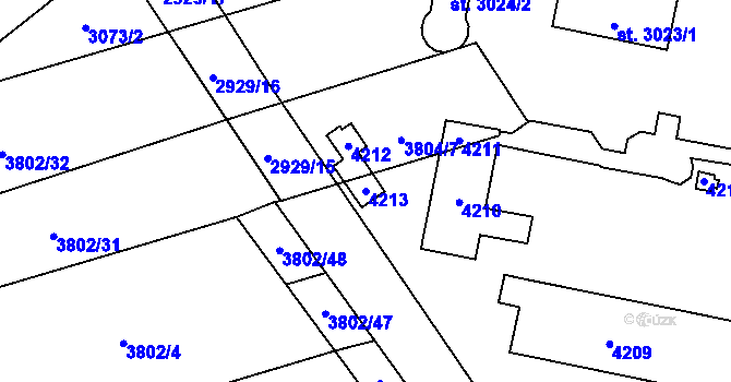 Parcela st. 4213 v KÚ Kyjov, Katastrální mapa