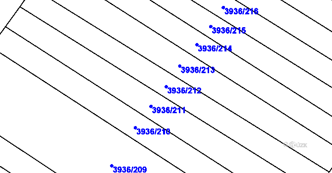 Parcela st. 3936/212 v KÚ Kyjov, Katastrální mapa