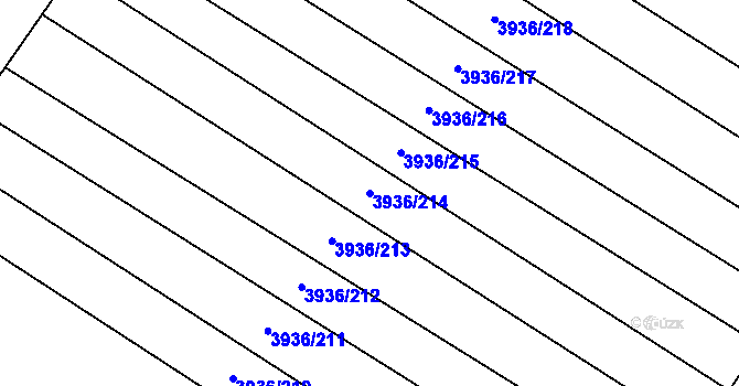 Parcela st. 3936/214 v KÚ Kyjov, Katastrální mapa