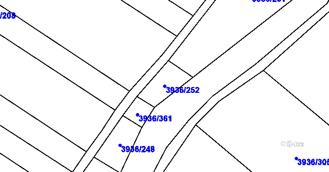 Parcela st. 3936/252 v KÚ Kyjov, Katastrální mapa