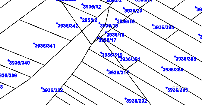 Parcela st. 3936/319 v KÚ Kyjov, Katastrální mapa