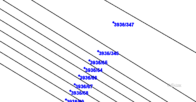 Parcela st. 3936/346 v KÚ Kyjov, Katastrální mapa