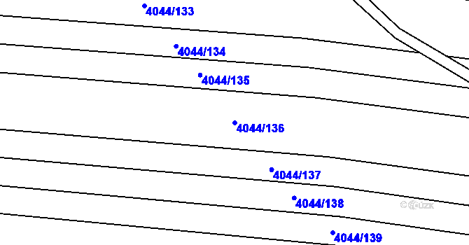 Parcela st. 4044/136 v KÚ Kyjov, Katastrální mapa