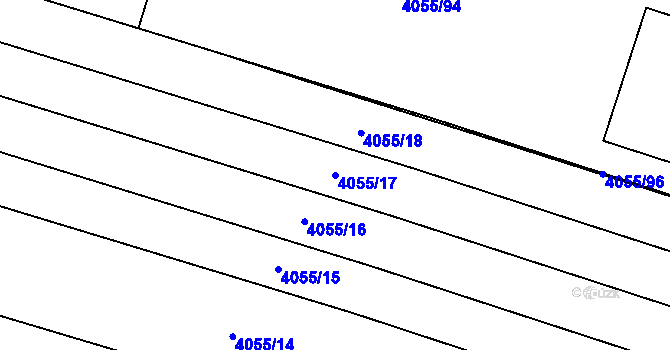 Parcela st. 4055/17 v KÚ Kyjov, Katastrální mapa