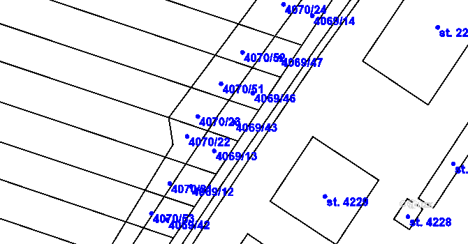 Parcela st. 4069/43 v KÚ Kyjov, Katastrální mapa