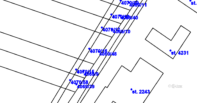 Parcela st. 4069/48 v KÚ Kyjov, Katastrální mapa