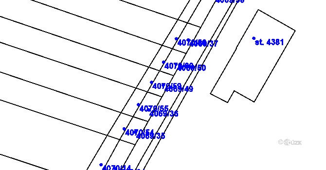 Parcela st. 4069/49 v KÚ Kyjov, Katastrální mapa