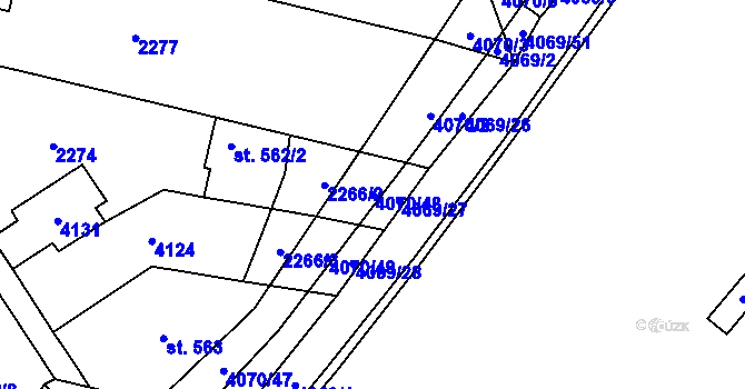 Parcela st. 4070/48 v KÚ Kyjov, Katastrální mapa