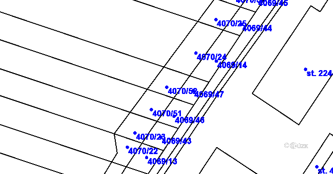 Parcela st. 4070/52 v KÚ Kyjov, Katastrální mapa