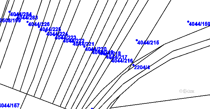 Parcela st. 4044/217 v KÚ Kyjov, Katastrální mapa
