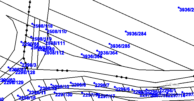 Parcela st. 3936/364 v KÚ Kyjov, Katastrální mapa