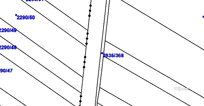 Parcela st. 3936/368 v KÚ Kyjov, Katastrální mapa