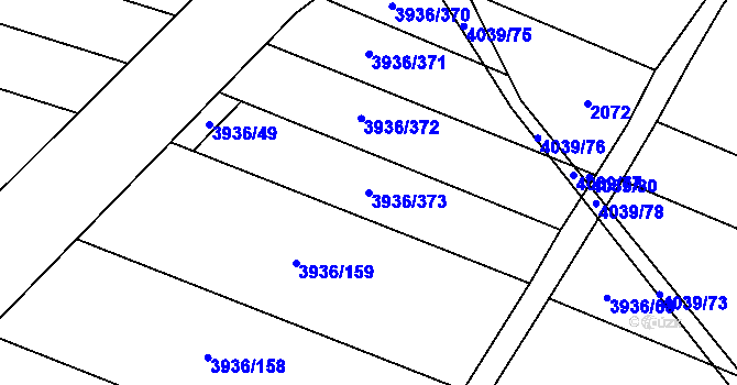 Parcela st. 3936/373 v KÚ Kyjov, Katastrální mapa