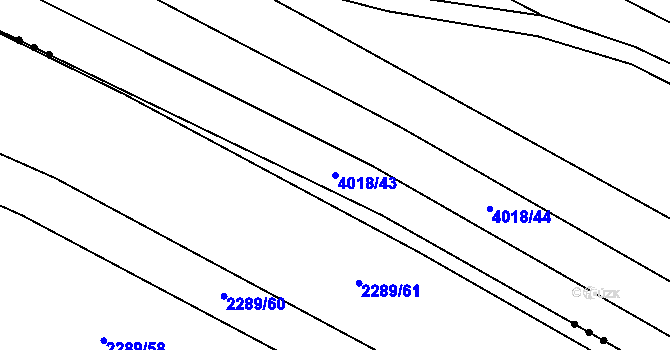 Parcela st. 4018/43 v KÚ Kyjov, Katastrální mapa