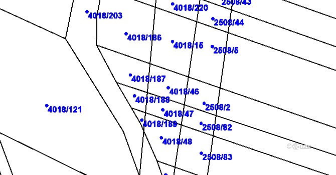Parcela st. 4018/46 v KÚ Kyjov, Katastrální mapa