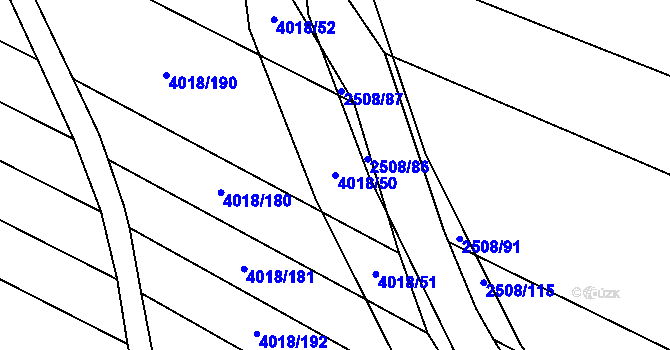 Parcela st. 4018/50 v KÚ Kyjov, Katastrální mapa