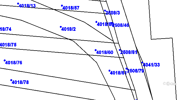 Parcela st. 4018/60 v KÚ Kyjov, Katastrální mapa