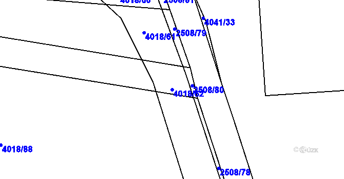 Parcela st. 4018/62 v KÚ Kyjov, Katastrální mapa