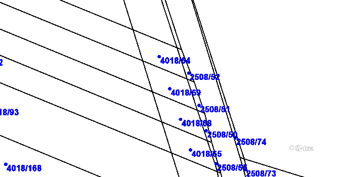 Parcela st. 4018/69 v KÚ Kyjov, Katastrální mapa