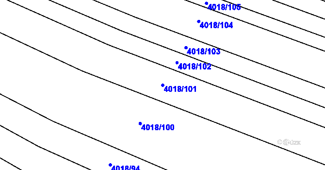 Parcela st. 4018/101 v KÚ Kyjov, Katastrální mapa