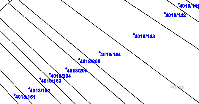 Parcela st. 4018/144 v KÚ Kyjov, Katastrální mapa