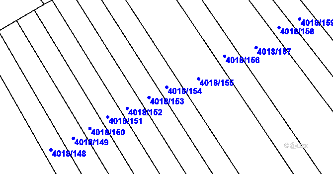 Parcela st. 4018/154 v KÚ Kyjov, Katastrální mapa