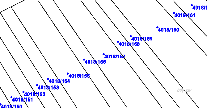 Parcela st. 4018/157 v KÚ Kyjov, Katastrální mapa