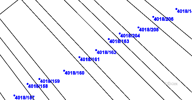Parcela st. 4018/162 v KÚ Kyjov, Katastrální mapa