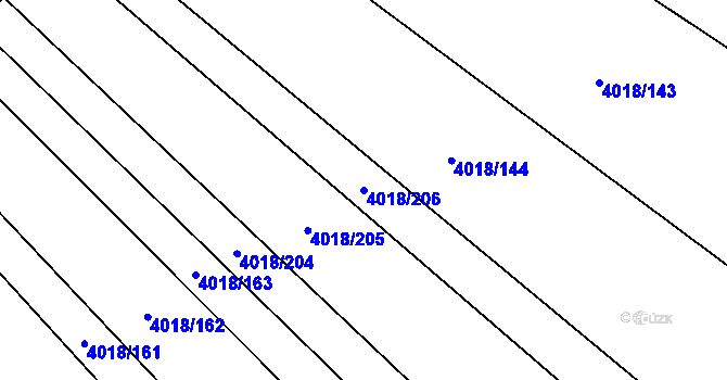 Parcela st. 4018/206 v KÚ Kyjov, Katastrální mapa