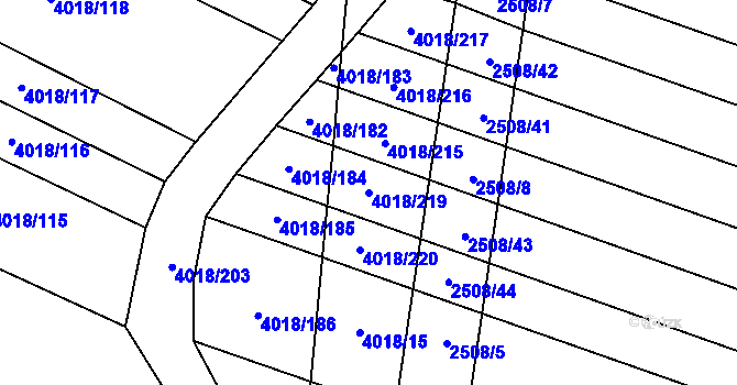 Parcela st. 4018/219 v KÚ Kyjov, Katastrální mapa