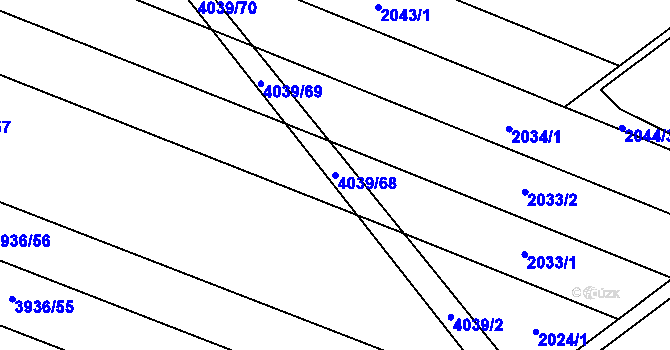 Parcela st. 4039/68 v KÚ Kyjov, Katastrální mapa
