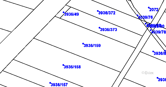 Parcela st. 3936/159 v KÚ Kyjov, Katastrální mapa